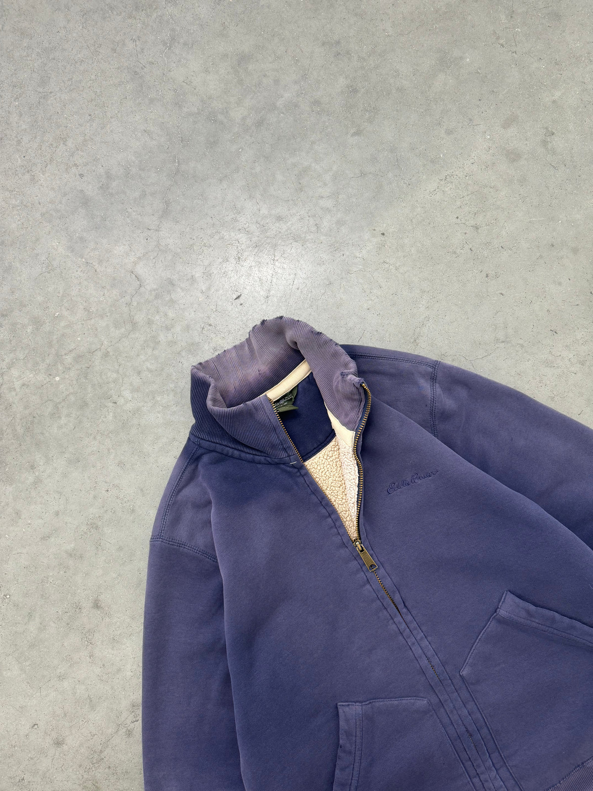 FADED INDIGO REVERSE PILE ZIP-UP SWEATSHIRT - 2000S