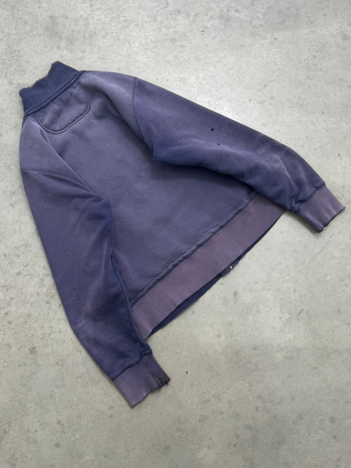 FADED INDIGO REVERSE PILE ZIP-UP SWEATSHIRT - 2000S