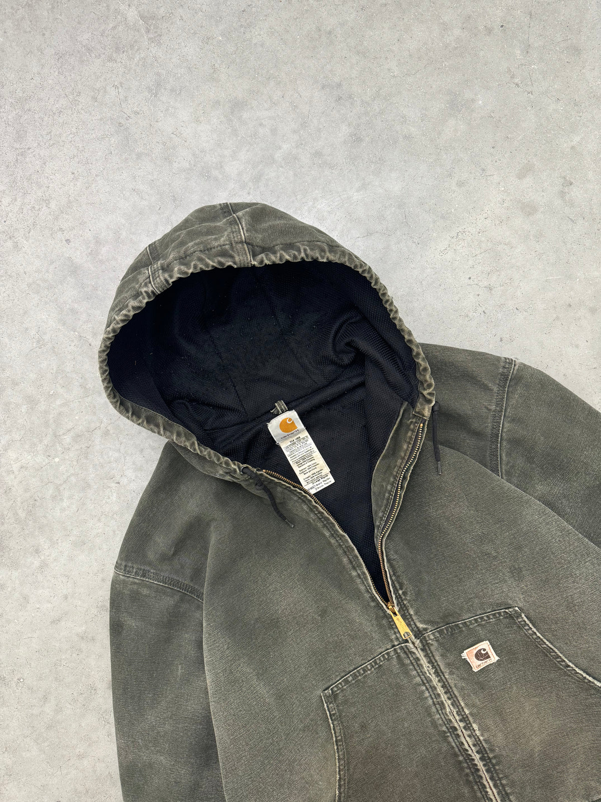 SUN FADED OLIVE CARHARTT ACTIVE JACKET - 1990S