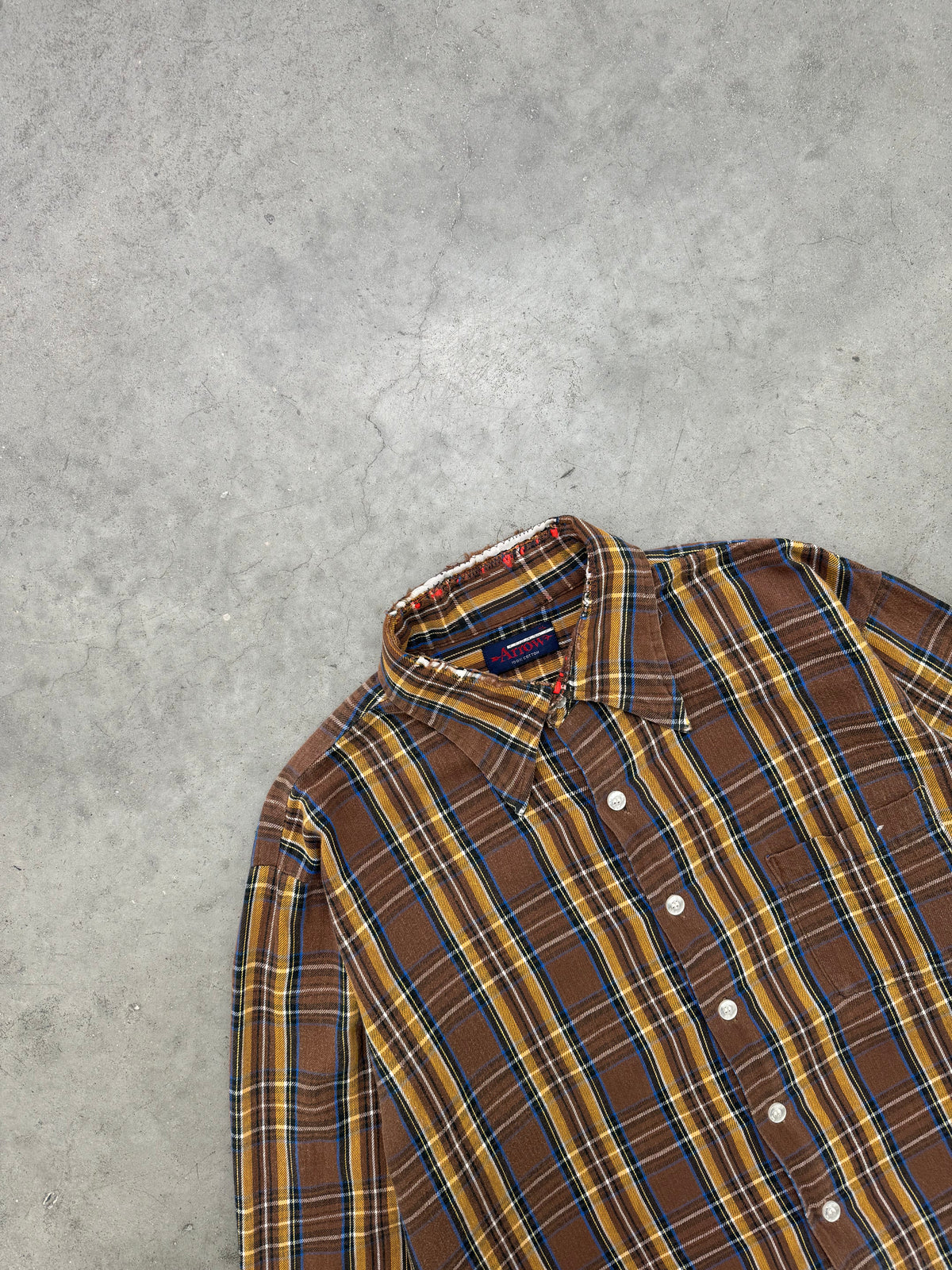 FADED BROWN PLAID FLANNEL SHIRT - 1980S